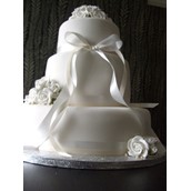 White Flower Themed 3 Tier Wedding Cake 1