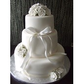 White Flower Themed 3 Tier Wedding Cake 2