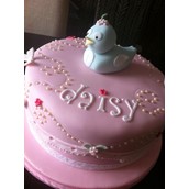 Pink Pearl And Chick Cake