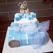 2 tier teddy bear christening cake - licky lips cakes liverpool