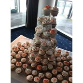 Coral and white cupcakes  - licky lips cakes liverpool