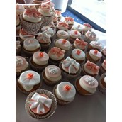 Coral and white cupcakes  - licky lips cakes liverpool 2