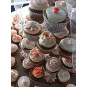 Coral and white cupcakes  - licky lips cakes liverpool 3